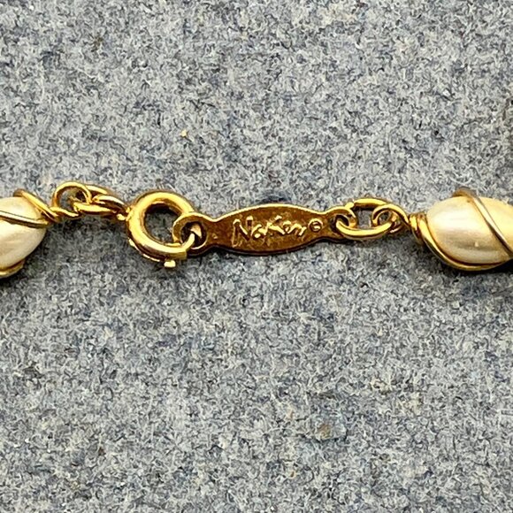 Napier Gold Pearl Necklace 24 In Swirl Cage Oval Retro Vintage Classic Elegant - Picture 4 of 6